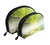 Feuille Verte se reflétant dans l'eau de la rivière, Trousse de Maquillage Coquille Femme Petit Porte-Monnaie Trousse de Toilette Trousse à cosmétiques 2 pièces