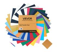 Feuille Vinyle Thermocollant Lot de 30PCs 30,48x30,48 cm-VEVOR-Flex Thermocollant Multicolore-HTV Compatible avec Machine