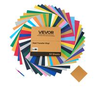 Feuille Vinyle Thermocollant Lot de 50PCs 30,48x30,48 cm-VEVOR-Flex Thermocollant Multicolore-HTV Compatible avec Machine