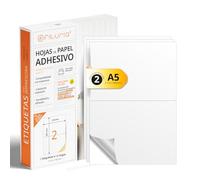 Feuilles A4 d'Étiquettes Adhésives Blanches, Créez vos Autocollants Personnalisés toute Surface, Papier A4 Adhésif Sécurisé, Étiquette Adhésive à Imprimer - Ofituria (2 par feuille, 10 feuilles)