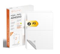 Feuilles A4 d'Étiquettes Adhésives Blanches, Créez vos Autocollants Personnalisés toute Surface, Papier A4 Adhésif Sécurisé, Étiquette Adhésive à Imprimer - Ofituria (2 par feuille, 100 feuilles)