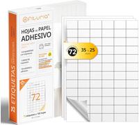 Feuilles A4 D'étiquettes Adhésives Blanches,Créez Vos Autocollants Personnalisés Toute Surface,Papier A4 Adhésif Sécurisé,Étiquette Adhésive À Imprimer-Ofituria (72 Par Feuille,25 Feuilles)