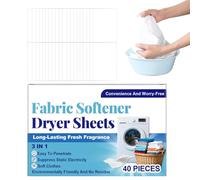 Feuilles Adoucissantes Pour Sèche-Linge - Feuilles Assouplissantes Anti-Statiques, Lot De 40 Avec Longue Durée | Pour Lave-Linge Et Sèche-Ļinge Contre Poils D'Animaux | Élimination Des Odeurs E