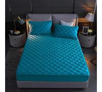 Feuilles ajustées faciles à soigner, Feuilles ajustées en Velours en Cristal épais pour Garder Les Couvre-lit Chauds Couvre-couvertures de Matelas Double, Les Femmes -Lake_Blue_150cmx200cm + 15cm