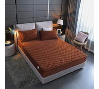 Feuilles ajustées faciles à soigner Les draps ajustés en Velours en Cristal épais pour Garder Les Couvre-lit Chauds couvertures de Matelas Double, Femmes -Brown_135cmx190cm + 25 cm (dpth) (1pcs)