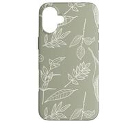 Feuilles Botanique Fleur Plante Ligne Art Sauge Étui Vert Coque pour iPhone 16 Plus