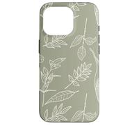 Feuilles Botanique Fleur Plante Ligne Art Sauge Étui Vert Coque pour iPhone 16 Pro