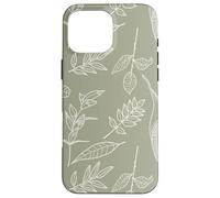 Feuilles Botanique Fleur Plante Ligne Art Sauge Étui Vert Coque pour iPhone 16 Pro Max