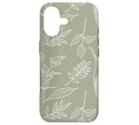 Feuilles Botanique Fleur Plante Ligne Art Sauge Étui Vert Coque pour iPhone 17