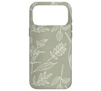 Feuilles Botanique Fleur Plante Ligne Art Sauge Étui Vert Coque pour iPhone 17 Pro Max
