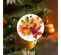 Feuilles Clip Art Décoration de sapin de Noël en céramique de forme ronde 1 pièce à suspendre 2024 Décorations pour sapin de Noël Fête de famille Décoration de vacances