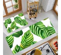 Feuilles D'Arrow-Root Lot de 2 Tapis Cuisine antidérapants lavables pour Salon, Chambre à Coucher, Salle Bain Anti-Fatigue pour décoration Maison 40x60cm+40x120cm Vert