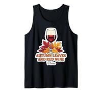 Feuilles d'automne et vin Rouge avec Citation « Please Fall Lover » Débardeur