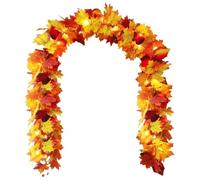 Feuilles d'automne Garland, 175 cm Souche d'automne avec chaîne légère à LED, Tendril des feuilles d'érable pour Thanksgiving Harvest Halloween Christmas, Farmhouse Decoration Party Front Door à la ma
