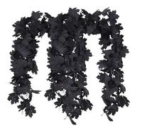 Feuilles d'automne Garland - Vins d'érable d'automne, ruban suspendu noir | Mystérieuse décoration de vacances Cadre de cheminée, configuration de mariage rustique pour la fête, Halloween, Noël, entré