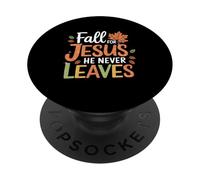 Feuilles d'automne Les Femmes chrétiennes Tombent pour Jésus qu'il ne Laisse jamais PopSockets PopGrip Adhésif