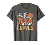 Feuilles d'automne Les Femmes chrétiennes Tombent pour Jésus qu'il ne Laisse jamais T-Shirt