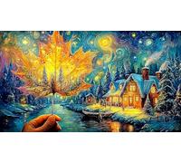 Feuilles d'automne tourbillonnant sous Un Parapluie Bleu Puzzle 1000 pièces - Cadeau Amusant Jeu Familial Stimulant Idée Cadeau Parfaite pour Adultes 38x52/1000pcs