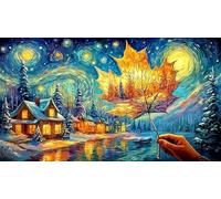 Feuilles d'automne tourbillonnant sous Un Parapluie Bleu Puzzle 1000 pièces en Papier recyclé - Activité Familiale & Cadeau Amusant Idée Cadeau Parfaite pour Adultes 38x52/1000pcs