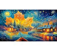 Feuilles d'automne tourbillonnant sous Un Parapluie Bleu Puzzle 1000 pièces pour Adultes et Enfants - Activité Familiale Jeu éduchatiF & Détente Cadeau 75x50/1000pcs