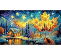 Feuilles d'automne tourbillonnant sous Un Parapluie Bleu Puzzle 1000 pièces pour Adultes - Jeu extrêmement Difficile & Stimulant Idée Cadeau Parfaite 75x50/1000pcs