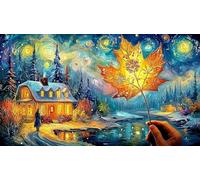 Feuilles d'automne tourbillonnant sous Un Parapluie Bleu Puzzle pour Adultes 1000 pièces - Jeu éduchatiF & Détente Idée Cadeau Parfaite pour Adultes 75x50/1000pcs