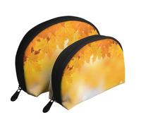Feuilles d'automne, Trousse de Maquillage Coquille Femme Petit Porte-Monnaie Trousse de Toilette Trousse à cosmétiques 2 pièces