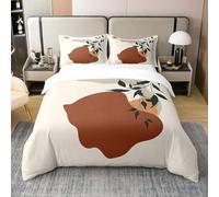 Feuilles de Boho 100% Coton Housse de Couette Simple Abstrait Lune literie Ensemble Rétro Exotique géométrique Moderne Art Ligne Marron Coucher de Soleil Lever du Soleil Housse de Couette V