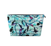 Feuilles De Branches De Musique Aquarelle, Trousse de Toilette Trousse de Maquillage Sac à cosmétiques Trousse de Toilette de Voyage Portable