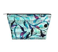 Feuilles De Branches De Musique Aquarelle, Trousse de Toilette Trousse de Maquillage Sac à cosmétiques Trousse de Toilette de Voyage Portable