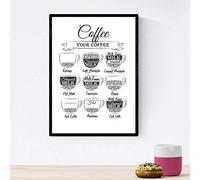 Feuilles de café nacnique. Affiche avec fond blanc de conception de café. Taille A4 avec cadre