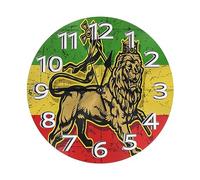Feuilles De Cannabis Reggae Lion Horloge Murale Facile À Lire Horloge Analogique Moderne Pendule Murale pour Bar Salle De Bain Hôtel 25Cm