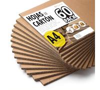 Feuilles de Carton Rigide, Carton pour Loisirs Créatifs et Projets d’Architecture, Emballage et Protection des Envois, Épaisseur 1-2 mm, Format A4 (210 x 297 mm), Lot de 60 - Ofituria (A4, 60f)