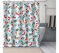 Feuilles De Cerisier Rideau de Douche 180x210cm,Rideau Douche Tissu Polyester Imperméable Anti Moisissure Lavable Machine Décoratif Long Baignoire Salle de Bain Rideau,avec 12 de Rideaux Crochets