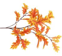 Feuilles de Chêne Artificielles Feuilles en Tissu de Soie Tige Flexible en Fer Faux Feuilles de Chêne Décoratives Orange