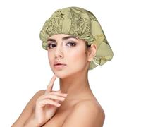 Feuilles de cône de houblon de bière de ligne rétro vintage,Bonnet de nuit en satin pour adulte - Bonnet de nuit élastique pour femme, couvre-cheveux de nuit