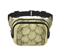 Feuilles de cône de houblon de bière de Ligne rétro Vintage,Sac Banane carré Double Couche, Sac de Poitrine