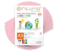 Feuilles de couleur, Pack 100 Feuilles A3 80gr - Papier couleur pour loisirs créatifs, imprimante, scrapbooking - Feuilles colorées - Idéal pour origami, pliage, bureau et école (Rose Clair, 100h)