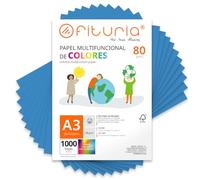 Feuilles de couleur, Pack 1000 Feuilles A3 80gr - Papier couleur pour loisirs créatifs, imprimante, scrapbooking - Feuilles colorées - Idéal pour origami, pliage, bureau et école (Bleu, 1000h)