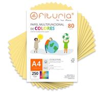 Feuilles de couleur, Pack 250 Feuilles A4 80gr - Papier couleur pour loisirs créatifs, imprimante, scrapbooking - Feuilles colorées - Idéal pour origami, pliage, bureau et école (Crème, 250h)