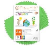Feuilles de couleur, Pack 50 Feuilles A4 80gr - Papier couleur pour loisirs créatifs, imprimante, scrapbooking - Feuilles colorées - Idéal pour origami, pliage, bureau et école (Vert, 50h)
