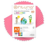 Feuilles de couleur, Pack 500 Feuilles A3 80gr - Papier couleur pour loisirs créatifs, imprimante, scrapbooking - Feuilles colorées - Idéal pour origami, pliage, bureau et école (Rose, 500h)