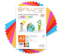 Feuilles de couleur, Pack 500 Feuilles A3 80gr - Papier couleur pour loisirs créatifs, imprimante, scrapbooking, Feuilles colorées, Idéal pour origami, pliage, bureau et école (Assortiment Vif, 500h)