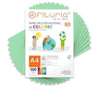 Feuilles de couleur, Pack 500 Feuilles A4 80gr - Papier couleur pour loisirs créatifs, imprimante, scrapbooking - Feuilles colorées - Idéal pour origami, pliage, bureau et école (Vert Clair, 500h)