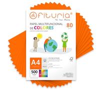 Feuilles de couleur, Pack 500 Feuilles A4 80gr - Papier couleur pour loisirs créatifs, imprimante, scrapbooking - Feuilles colorées - Idéal pour origami, pliage, bureau et école (Orange, 500h)