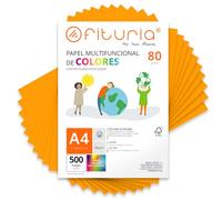 Feuilles de couleur, Pack 500 Feuilles A4 80gr - Papier couleur pour loisirs créatifs, imprimante, scrapbooking - Feuilles colorées - Idéal pour origami, pliage, bureau et école (Orange Clair, 500h)