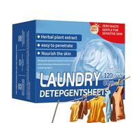 Feuilles de détergent à linge, 120 brassées, papier de nettoyage au parfum frais pour croisière, aventure, camping-car, vie en plein air, hôtel, maison, voyage quotidien, dortoir