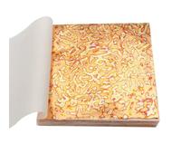 Feuilles de feuille d'or, Paquet de 50 feuilles papier artisanal multicolore en cuivre et or, 14x14 Cm, for décoration Nail Art à faire soi-même(Gold Foil 01)