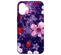 Feuilles de Fraises Violettes esthétiques Dark Galaxy Coque pour iPhone 16 Plus