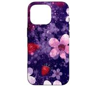 Feuilles de Fraises Violettes esthétiques Dark Galaxy Coque pour iPhone 16 Pro